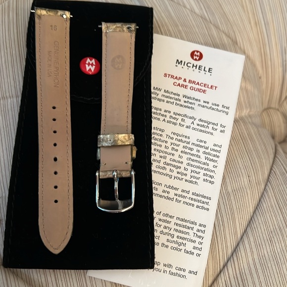Michele watch band gold genuine python size 16mm - Picture 2 of 4